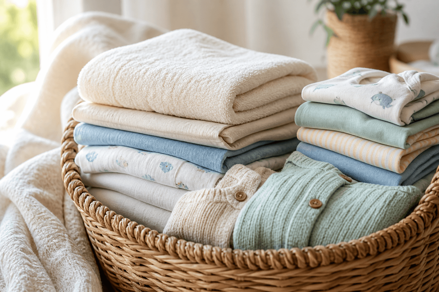 Neatly folded family laundry, ready to return to your doorstep in Stirchley